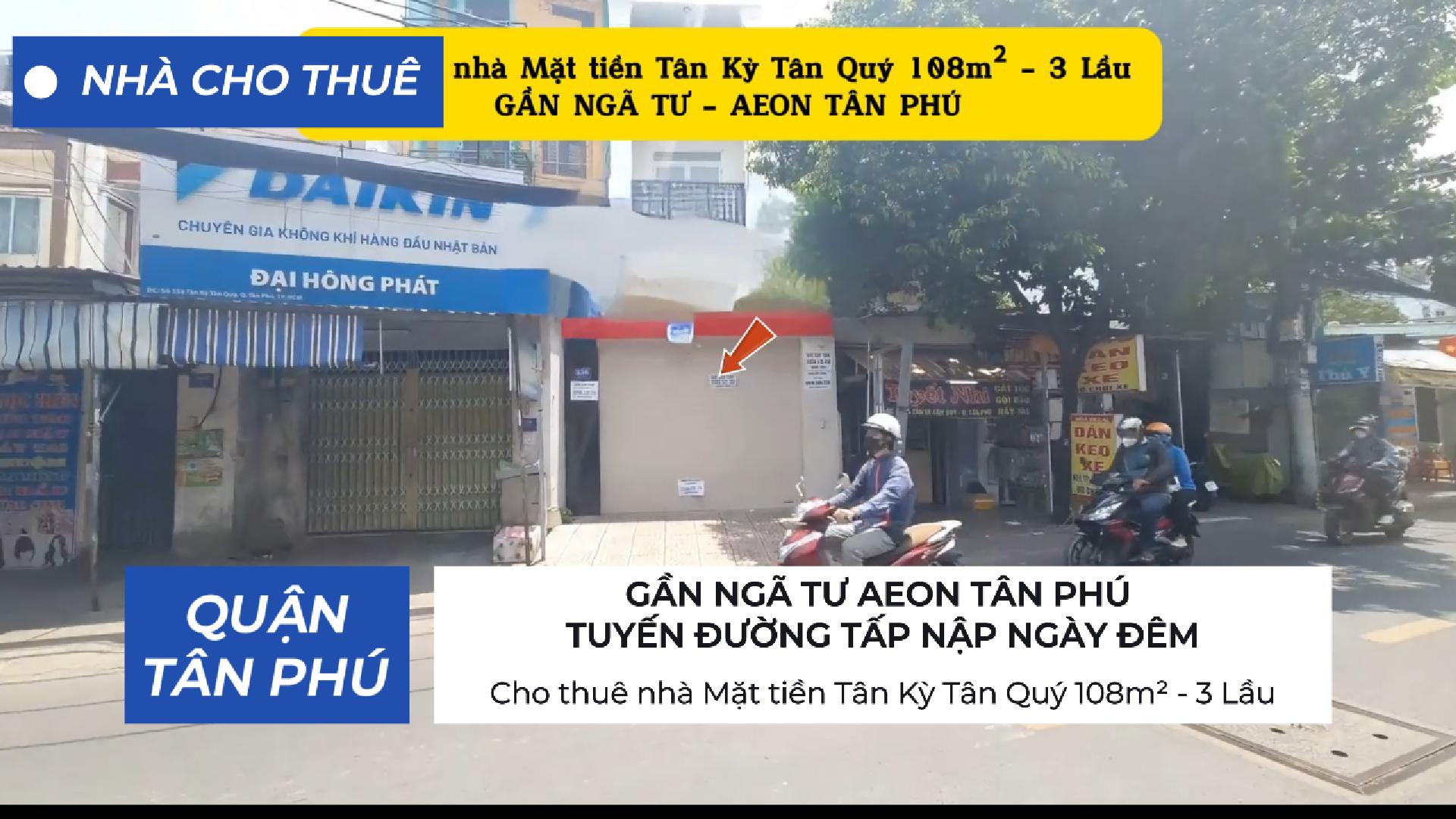 Cho thuê nhà Mặt tiền Tân Kỳ Tân Quý 108m² - 3 Lầu - GẦN NGÃ TƯ - AEON - Ảnh chính